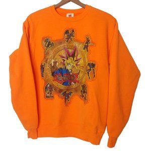 Yu-Gi-Oh! Unisex Adult Small Sweatshirt Crew Neck Blaze Orange Manga Retro EUC